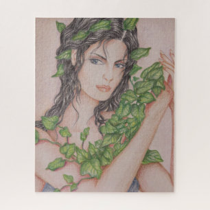 Ivy Bride Girl Portrait Pencil Art Illustration Jigsaw Puzzle