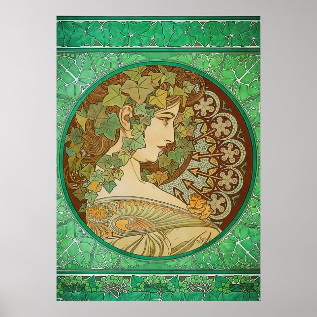 Ivy by Alphonse Mucha Art Nouveau Poster (Front)