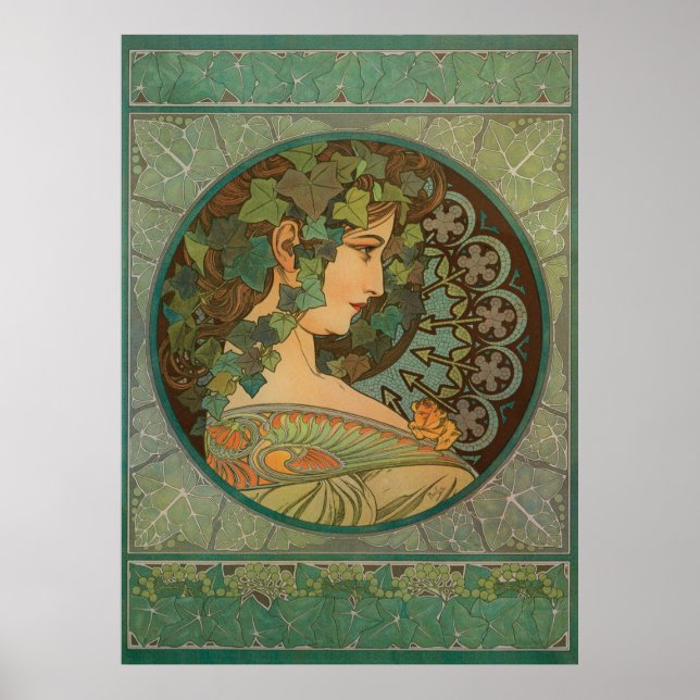 Ivy by Alphonse Mucha Poster (Front)