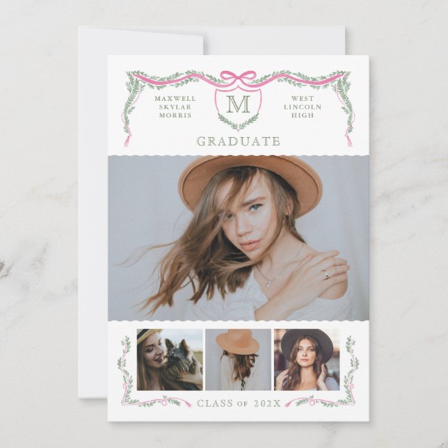 Ivy Crest Monogram Photo Graduation Announcement (Front)