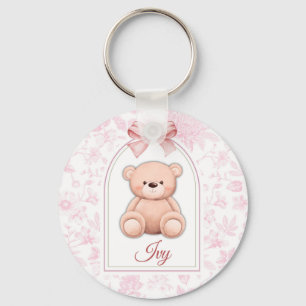 Ivy Custom Pink Teddy Bear Nursery Design Key Ring