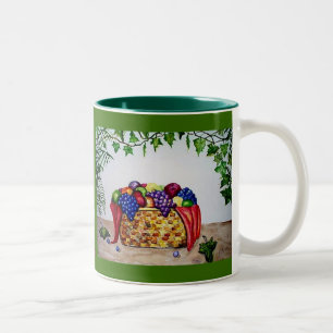 Ivy & Fruit Basket Two-Tone Coffee Mug