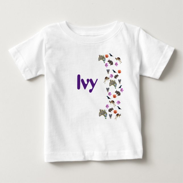 Ivy, Girls Name With Australian Wildlife,   Baby T-Shirt (Front)