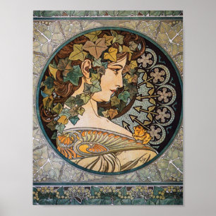 Ivy Hair Girl Painting by Alphonse Mucha Poster