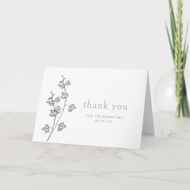 Ivy line illustration thank you cards (Front)