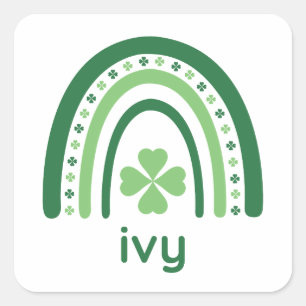 ivy Name Clover Boho Rainbow Square Sticker