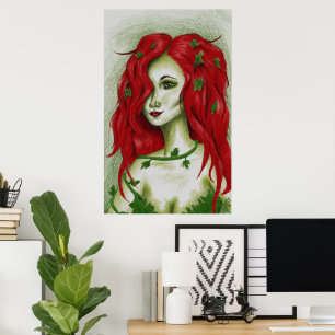 Ivy Nymph Cute Redhead Woman Portrait Fantasy Art Poster