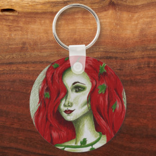 Ivy Nymph Redhead Woman Pixie Fantasy Art Key Ring