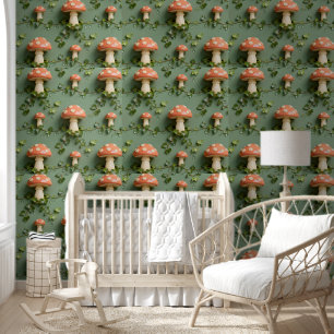 Ivy pattern magical forest mushroom wallpaper on s