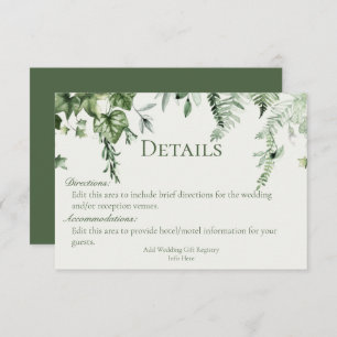 Ivy & Sage Wedding Details  Enclosure Card