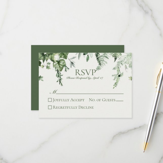 Ivy & Sage Wedding RSVP Card (Front/Back In Situ)