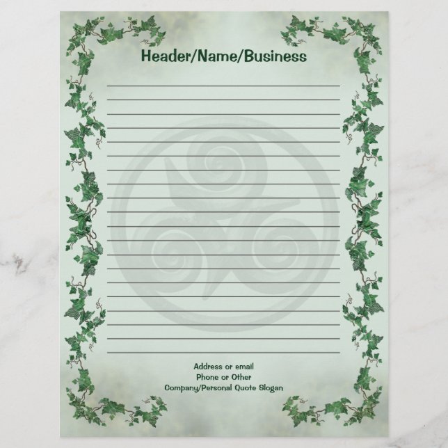 Ivy Triskel Lined Custom Letterhead (Front)