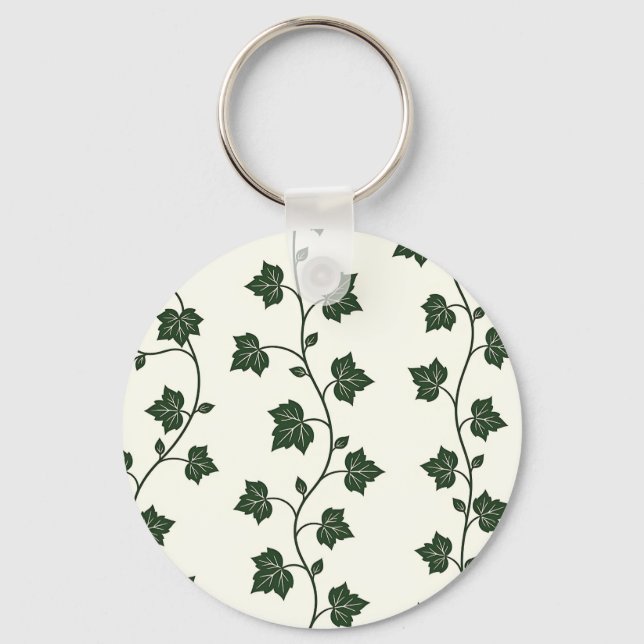 Ivy Vine Seamless Pattern Classic Green Key Ring (Front)