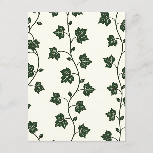 Ivy Vine Seamless Pattern Classic Green Postcard (Front)