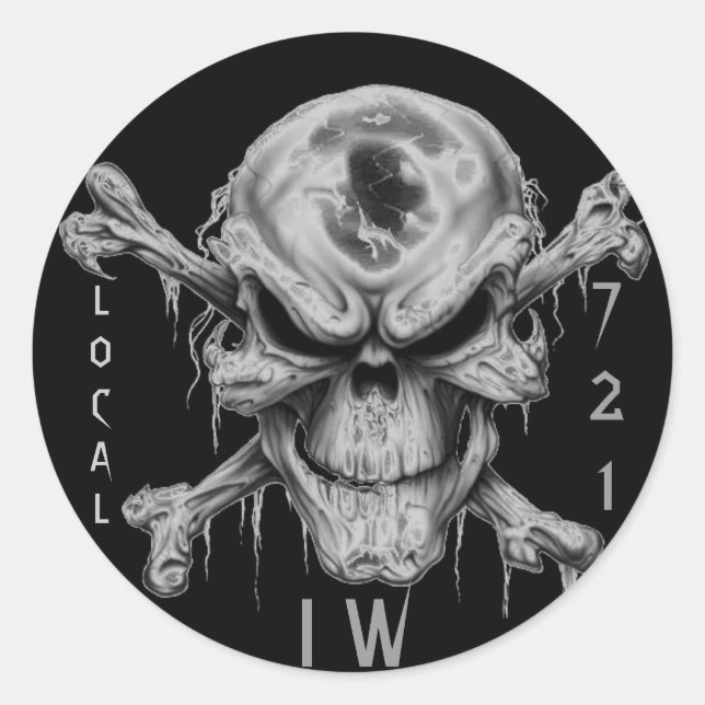 IW SKULL & CrossBones, LOCAL, 721 Classic Round Sticker (Front)