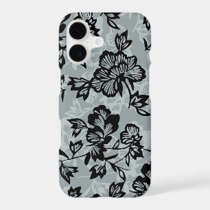 Iwalani Vintage Hawaiian Charcoal Grey Floral
