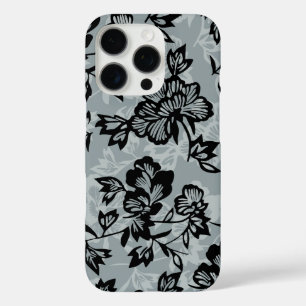 Iwalani Vintage Hawaiian Charcoal Grey Floral  iPhone 16 Pro Case