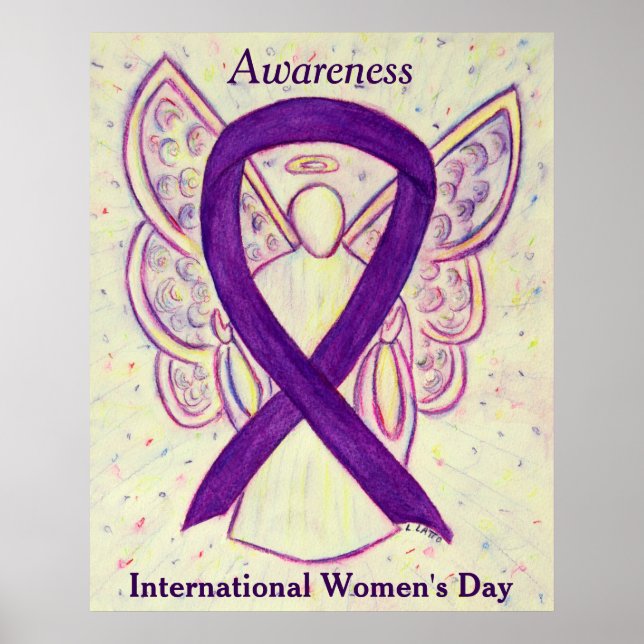 IWD Awareness Ribbon Purple Angel Poster Art Print (Front)