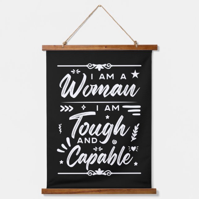 IWD I Am A Woman I Am Tough And Capable Hanging Tapestry (Front)