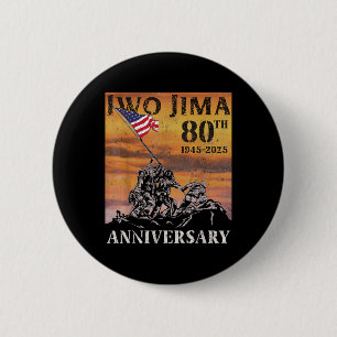 Iwo Jima 80th Anniversary Wwii Veteran Us Flag 4th 6 Cm Round Badge