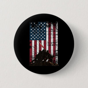 Iwo Jima Flag Raising Distressed Us Flag Wwii Vete 6 Cm Round Badge