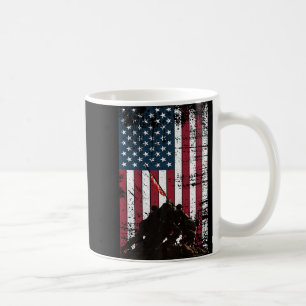 Iwo Jima Flag Raising Distressed Us Flag Wwii Vete Coffee Mug
