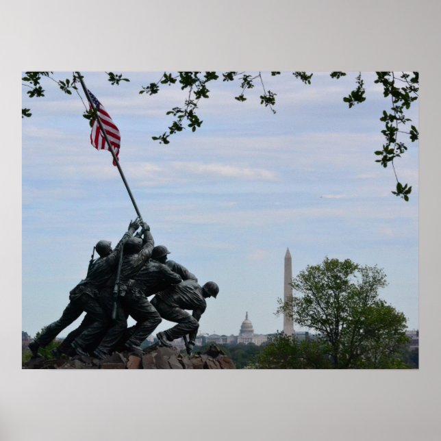 Iwo Jima Marines Memorial Monument in Arlingon, VA Poster (Front)