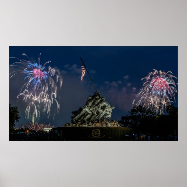 Iwo Jima Memorial Fireworks Independence Day  Poster (Front)