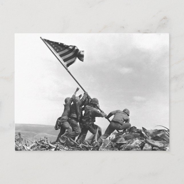 Iwo Jima Raising American Flag Postcard (Front)