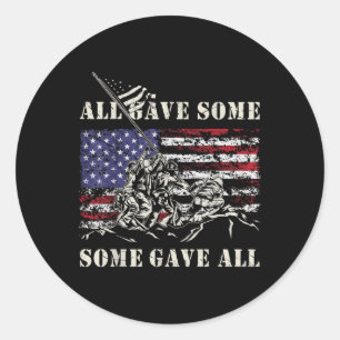 Iwo Jima Wwii Veteran 4th Of July Army Us Flag Ret Classic Round Sticker