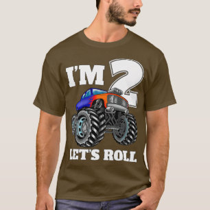 Ix27m 2 Letx27s Roll Monster Truck 2nd Birthday Bo T-Shirt