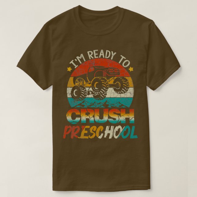 Ix27m Ready To Crush Preschool Monster Truck Vinta T-Shirt (Design Front)