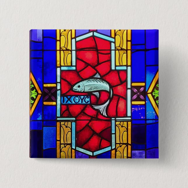 IXOYC Fish 15 Cm Square Badge (Front)