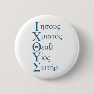 IXOYE Acrostic (Blue) 6 Cm Round Badge