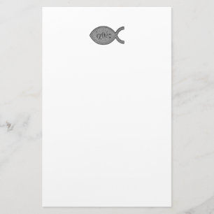 IXOYE Christian Fish Symbol - Stone Effect Stationery