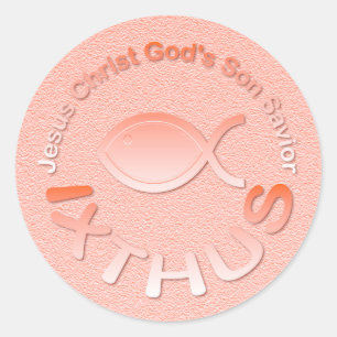 IXTHUS Christian Fish Symbol - COPPER Classic Round Sticker