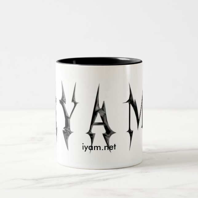 IYAM Black on White Cup/Mug Two-Tone Coffee Mug (Center)