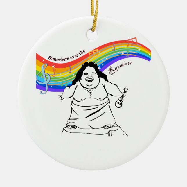 IZ  Kamakawiwoʻole somewhere over the rainbow   Ceramic Ornament (Front)