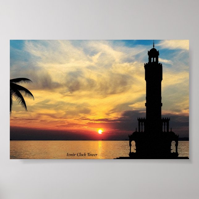 Izmir Clock Tower, Sunset Turkey Poster (Front)