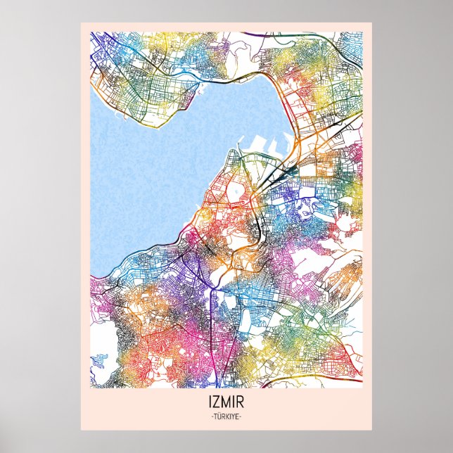 İzmir Türkiye City Map Poster (Front)