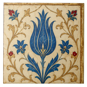 Iznik Blue Tulip Ottoman Floral Art Ceramic Tile