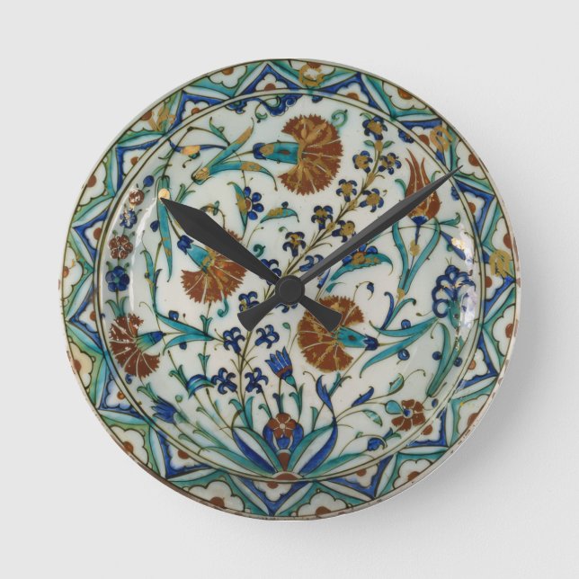Iznik Carnations Wall Clock (Front)