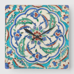 iznik ceramics square wall clock