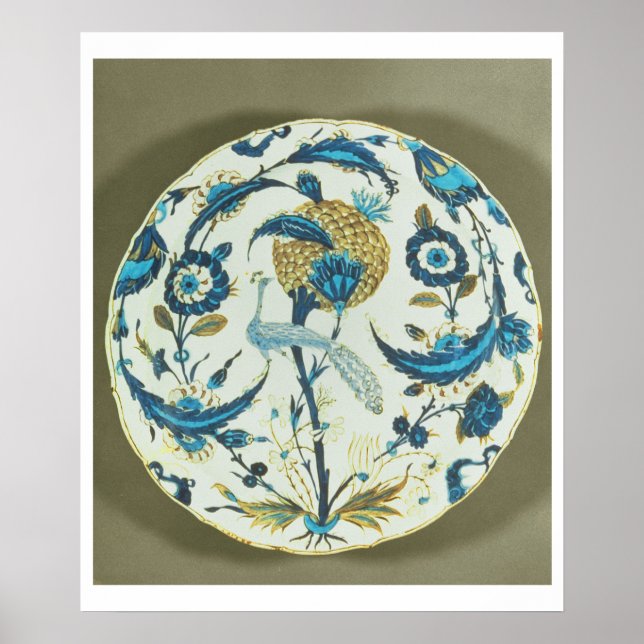 Iznik dish painted with a peacock perched among fl poster (Front)