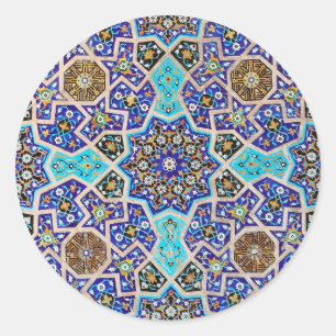 Iznik Floral Ethnic Tribal Turkish Mosaic Pottery Classic Round Sticker