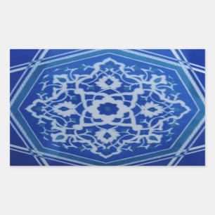 Iznik Floral Ethnic Tribal Turkish Mosaic Pottery. Rectangular Sticker