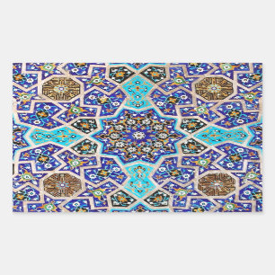 Iznik Floral Ethnic Tribal Turkish Mosaic Pottery Rectangular Sticker