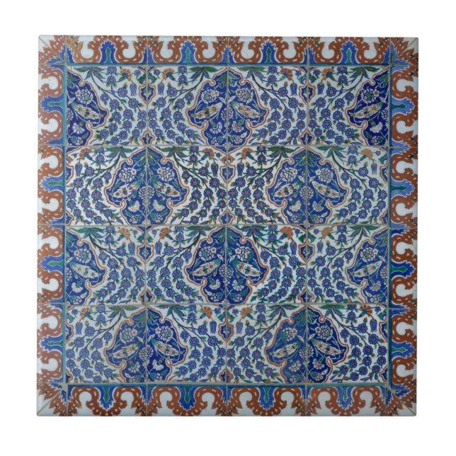 Iznik Floral Ethnic Tribal Turkish Mosaic Pottery Tile (Front)