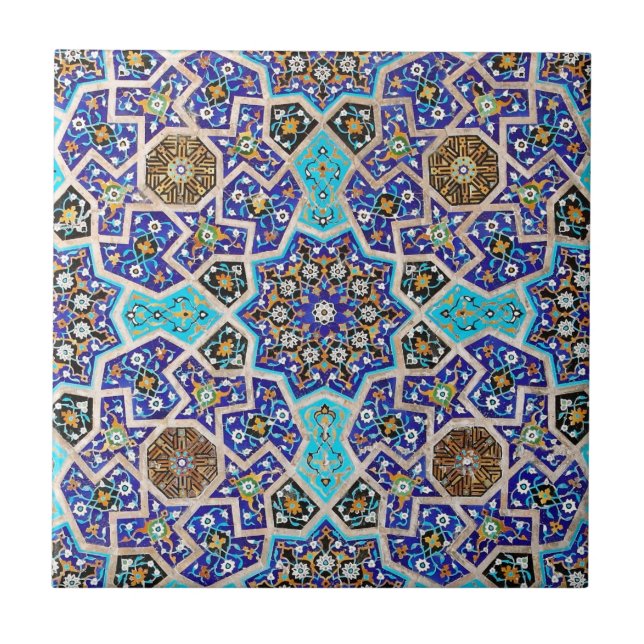 Iznik Floral Ethnic Tribal Turkish Mosaic Pottery Tile (Front)