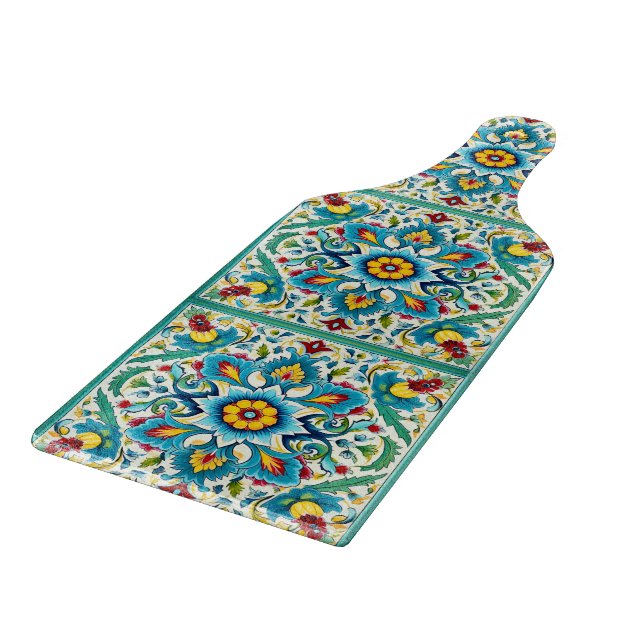 Iznik Ottoman Garden Symphony Cutting Board (Corner)